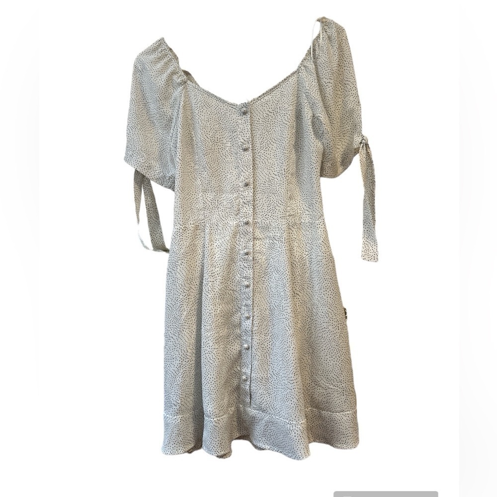 Sienna Sky Polka Dot Button Down Short Sleeve Dress with Ties -Size S NWT